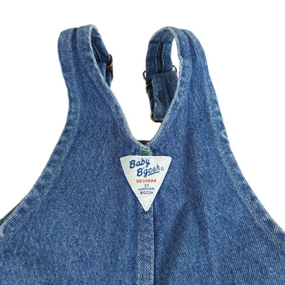 OshKosh Baby B'Gosh Denim Overalls Vintage 80s Carpenter Style Vestbak Size 18M